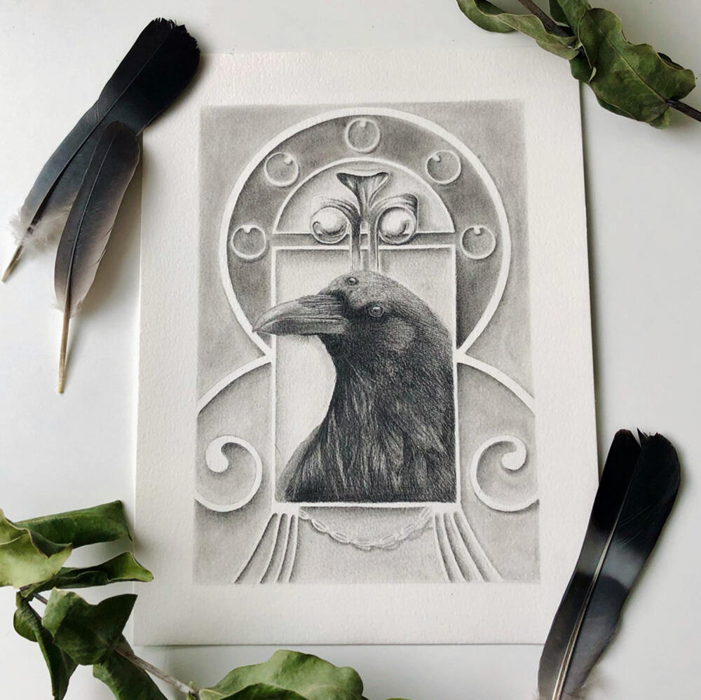 Three Eye Raven | graphite pencils